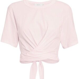 A.L.C. Jules Light Pink Twist Front Tie Back Short Sleeve Crop Top Size XS